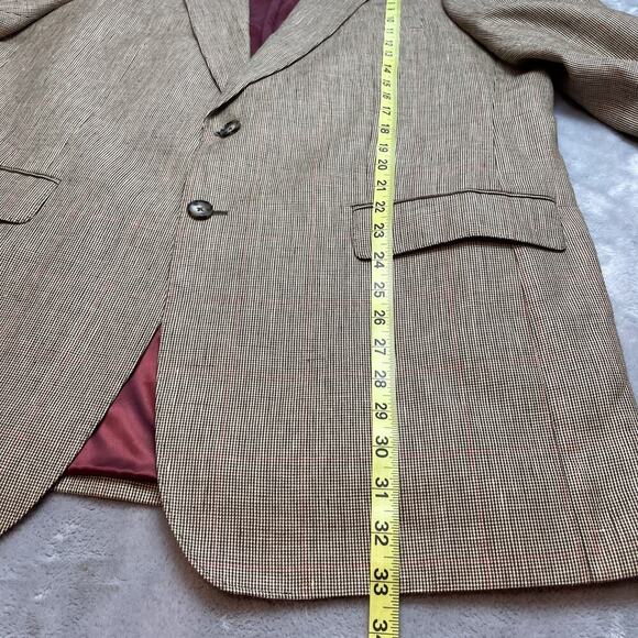 Joseph Turner Wool Linen Blazer Mens 44L Brown Tweed Surgeon Cuffs Portugal FLAW - Picture 12 of 14